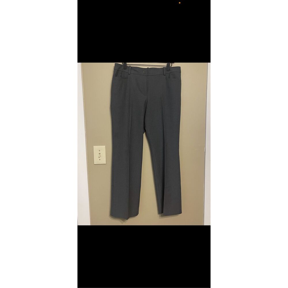 Talbots Womens Grey Pleated Wool Blend Signature Straight Dress Pant Petite 12
